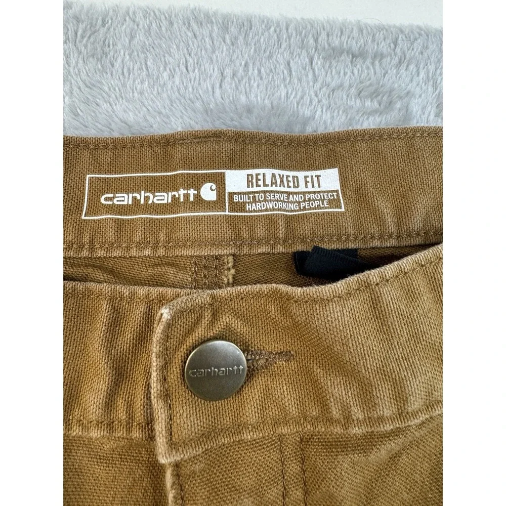 Carhartt 103279 211 Rugged Flex Relaxed Fit Duck Work Pants 42x32 Brown Distress